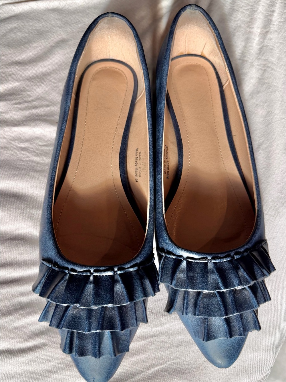 Journey Blue Women’s Pointed-Toe Ruffle Flats - Size 8.5